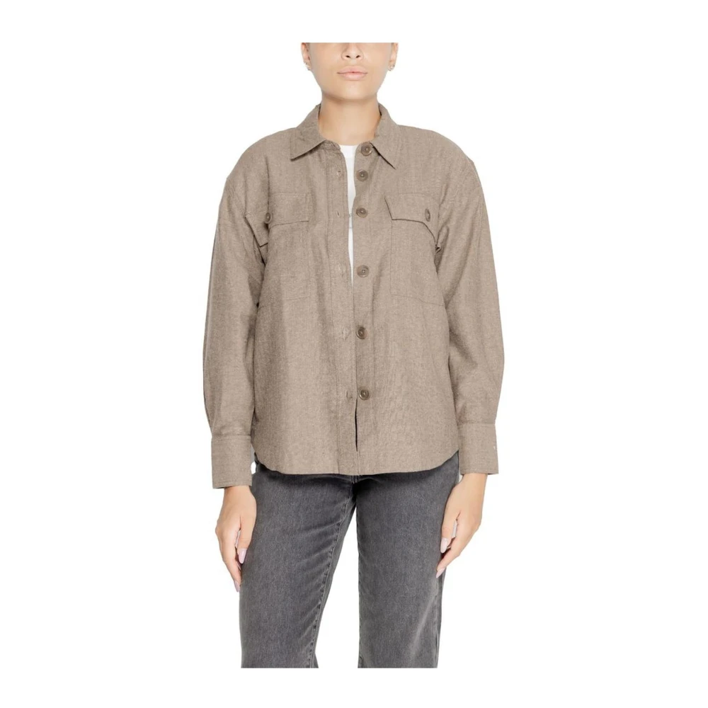 Jacqueline de Yong Relaxed Fit Geweven Shirt Damescollectie Beige Dames