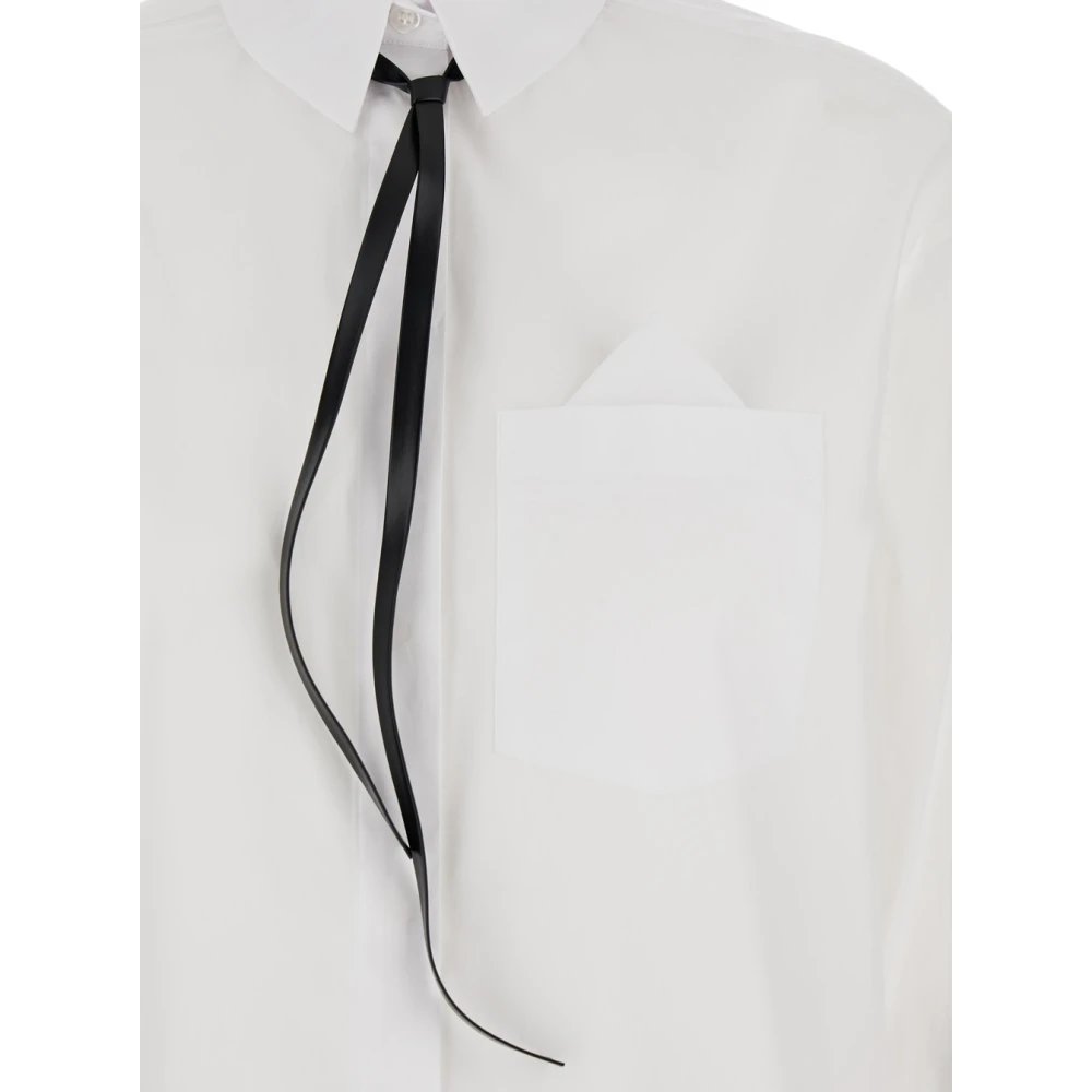 SPORTMAX Witte Katoenen Overhemd met Lintdetail White Dames