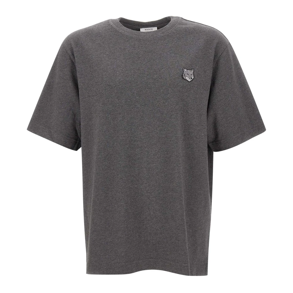 Maison Kitsuné Grijze Fox Logo T-shirt Gray Heren