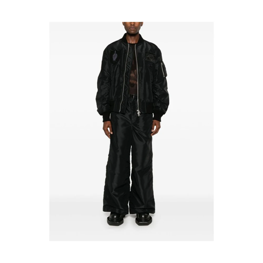 Sacai Zwarte Logo Patch Bomberjas Black Heren