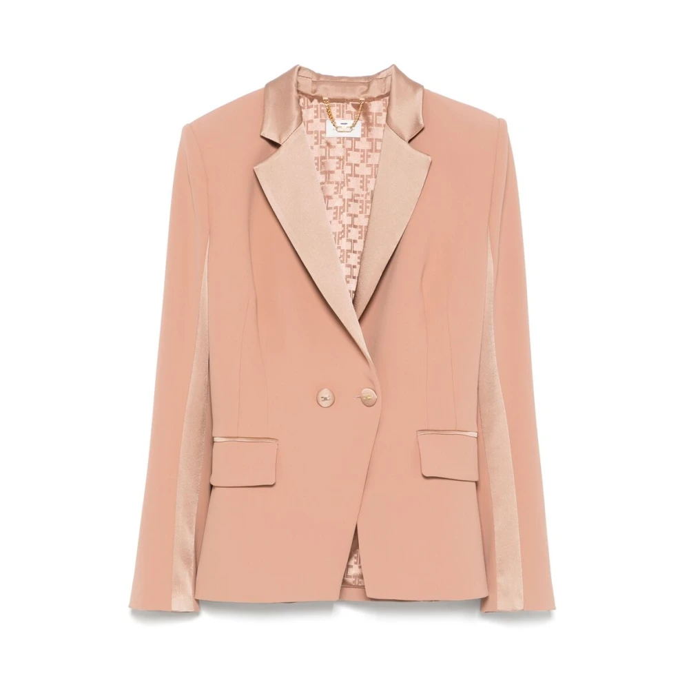 Elisabetta Franchi Blush Beige Double-Breasted Jas Pink Dames