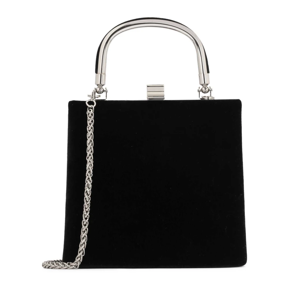 Kazar Klassieke Avondclutch met Metalen Handvat Black Dames