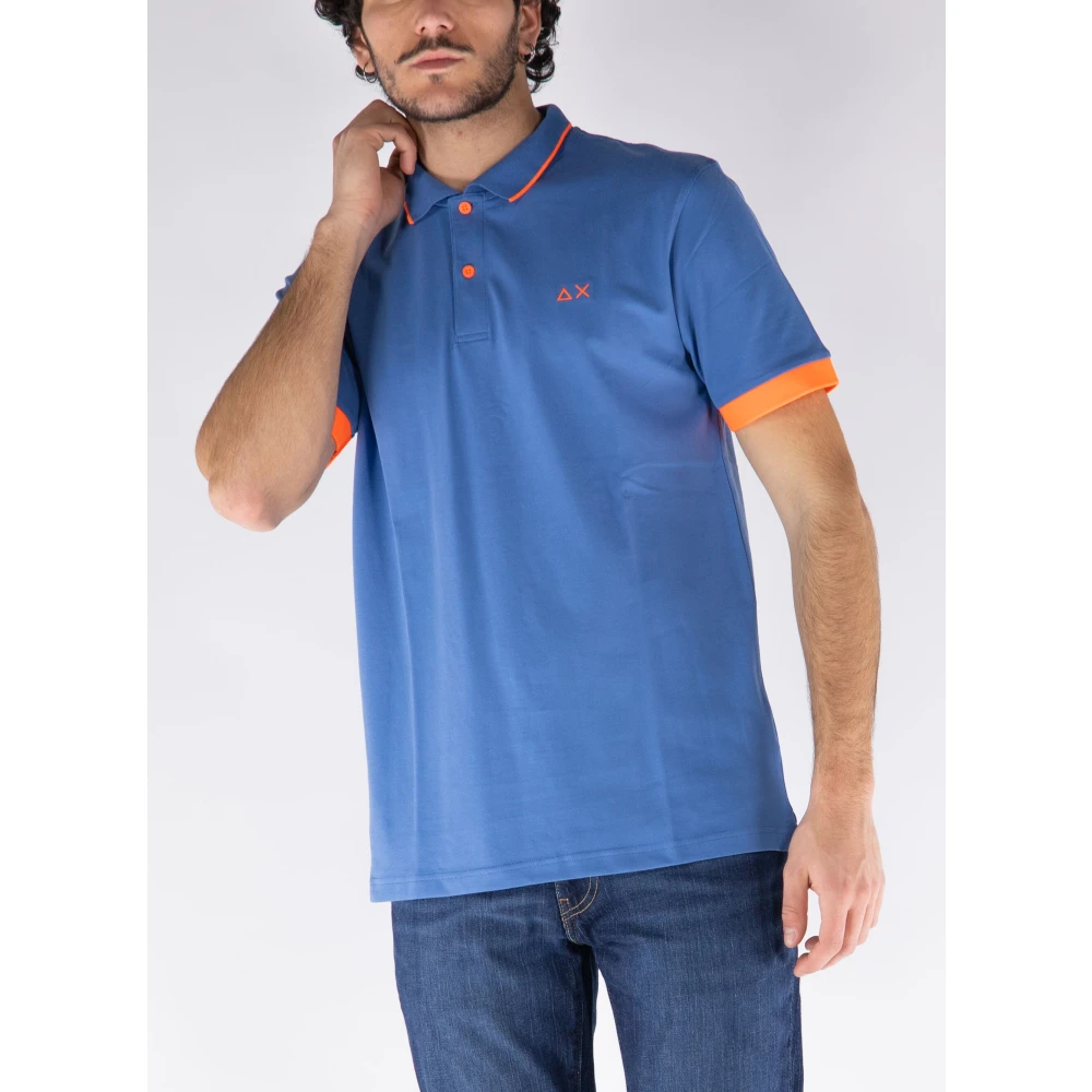Sun68 Stretch Piquet Polo Shirt Blue Heren