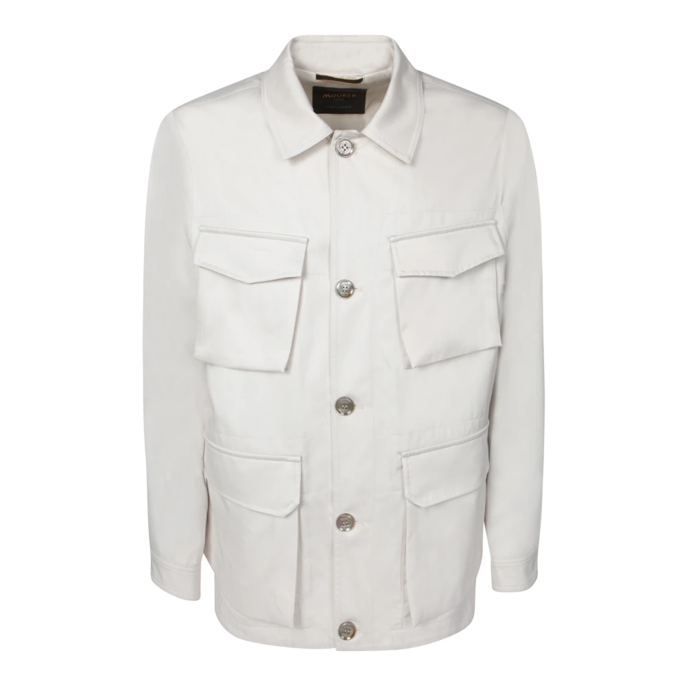 Moorer Klassieke Beige Katoenen Jas met Knopen Blue Heren