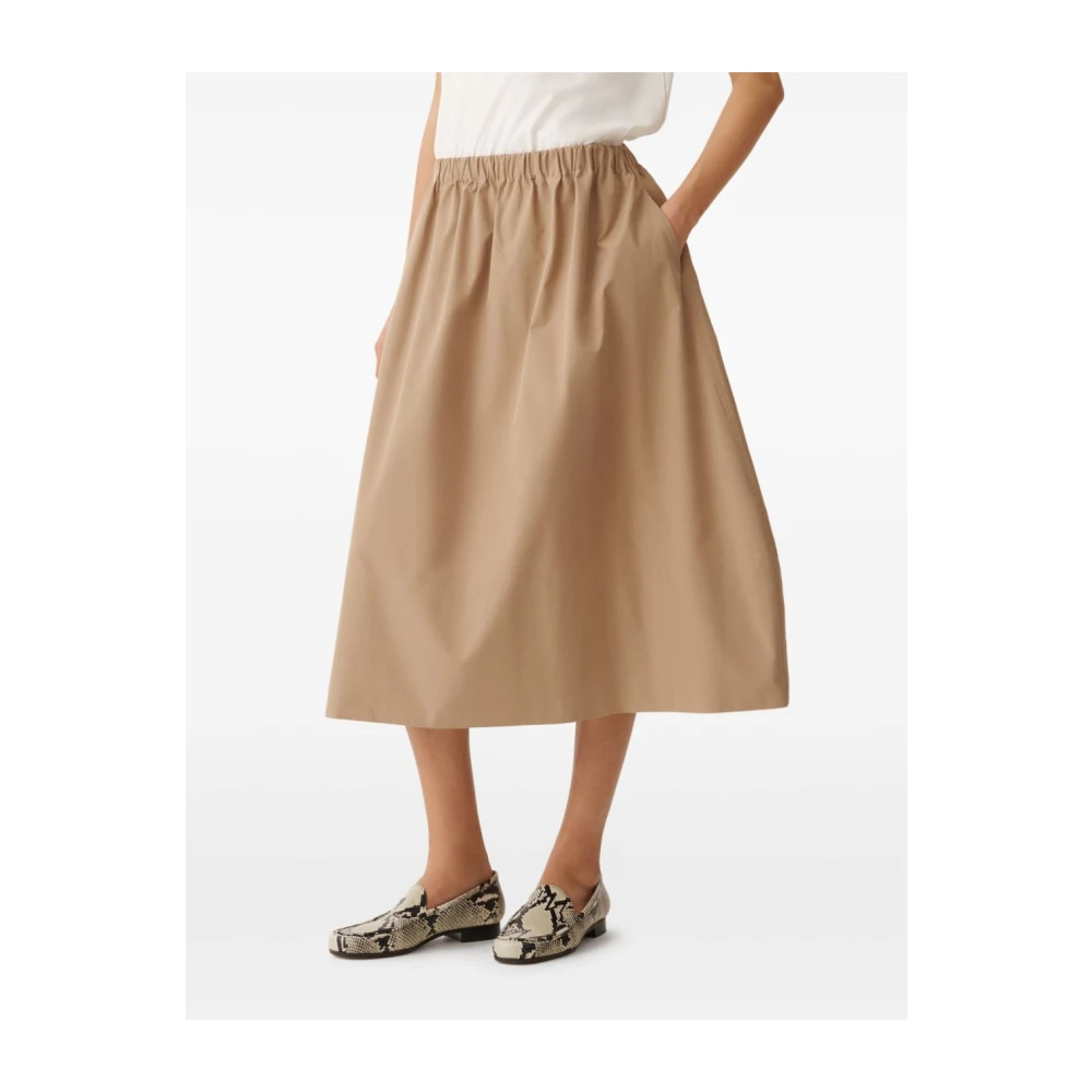 Fabiana Filippi Bruine Midi Rok met Zakken Beige Dames