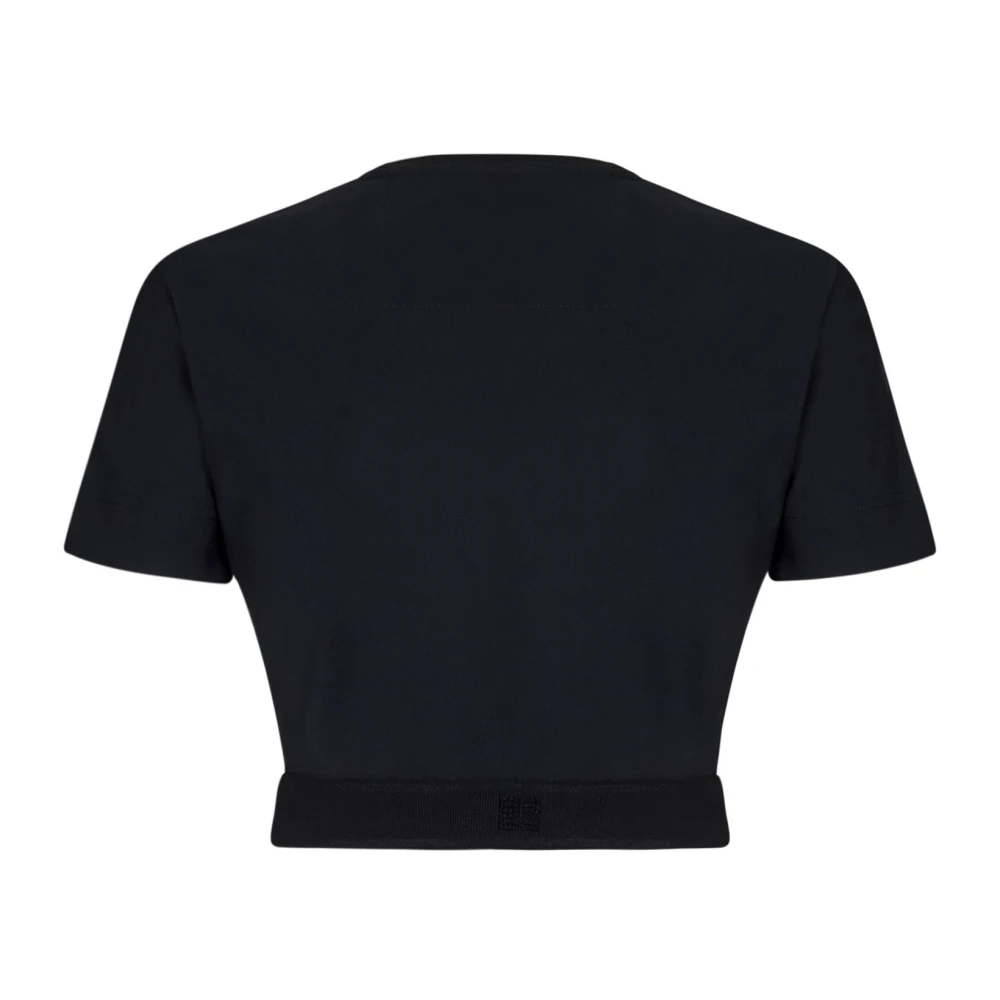 Givenchy Zwarte Geribbelde Crewneck T-shirts en Polos Black Dames
