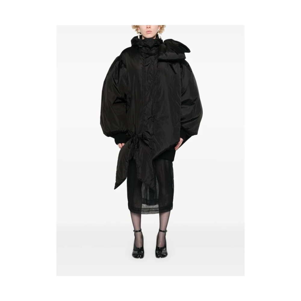 Simone Rocha Zwarte Gewatteerde Hoodie Strikdetail Black Dames