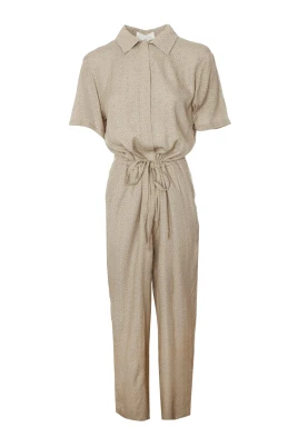 Jumpsuit med vida ben, korta ärmar och knappar