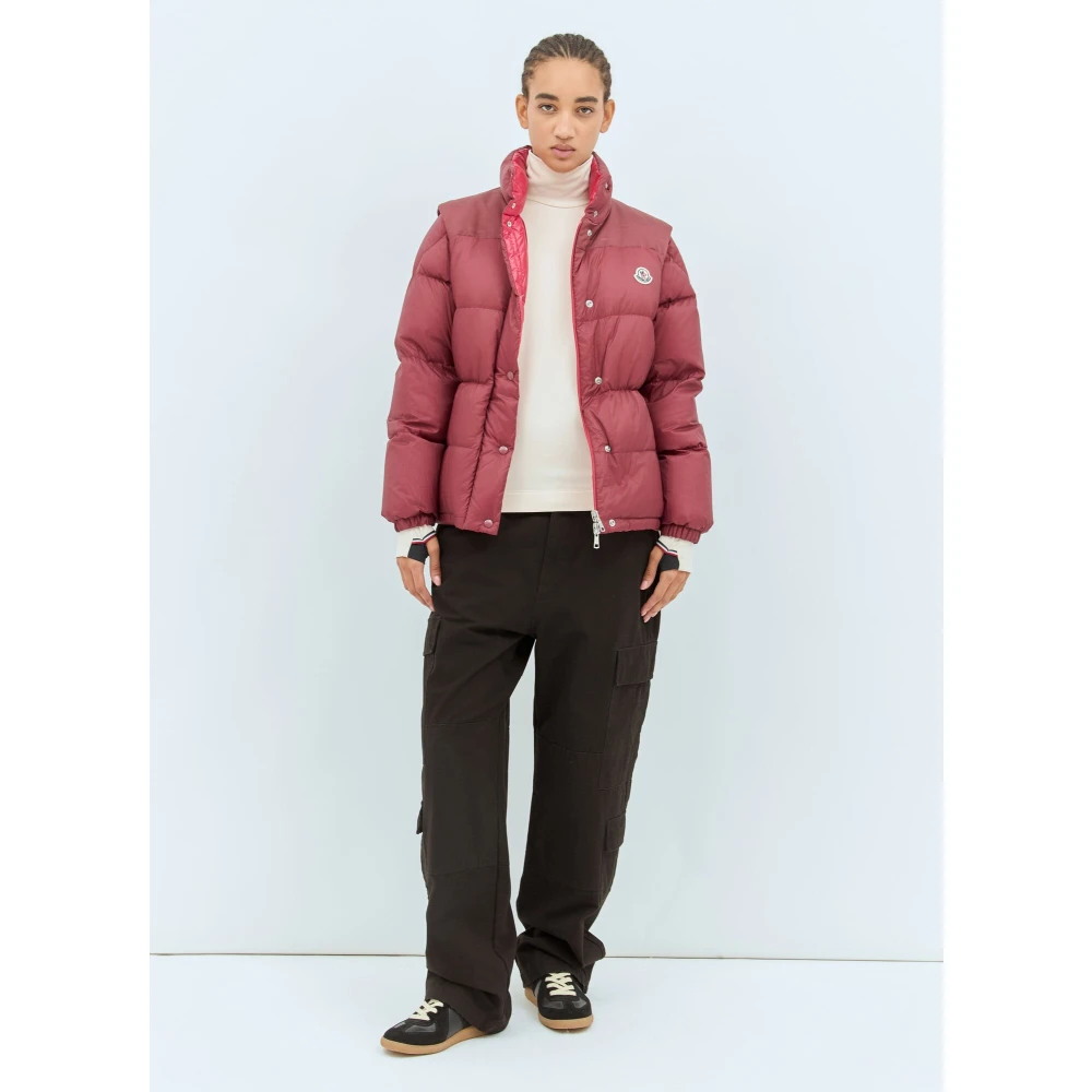 Moncler Omkeerbare korte donsjas Red Dames