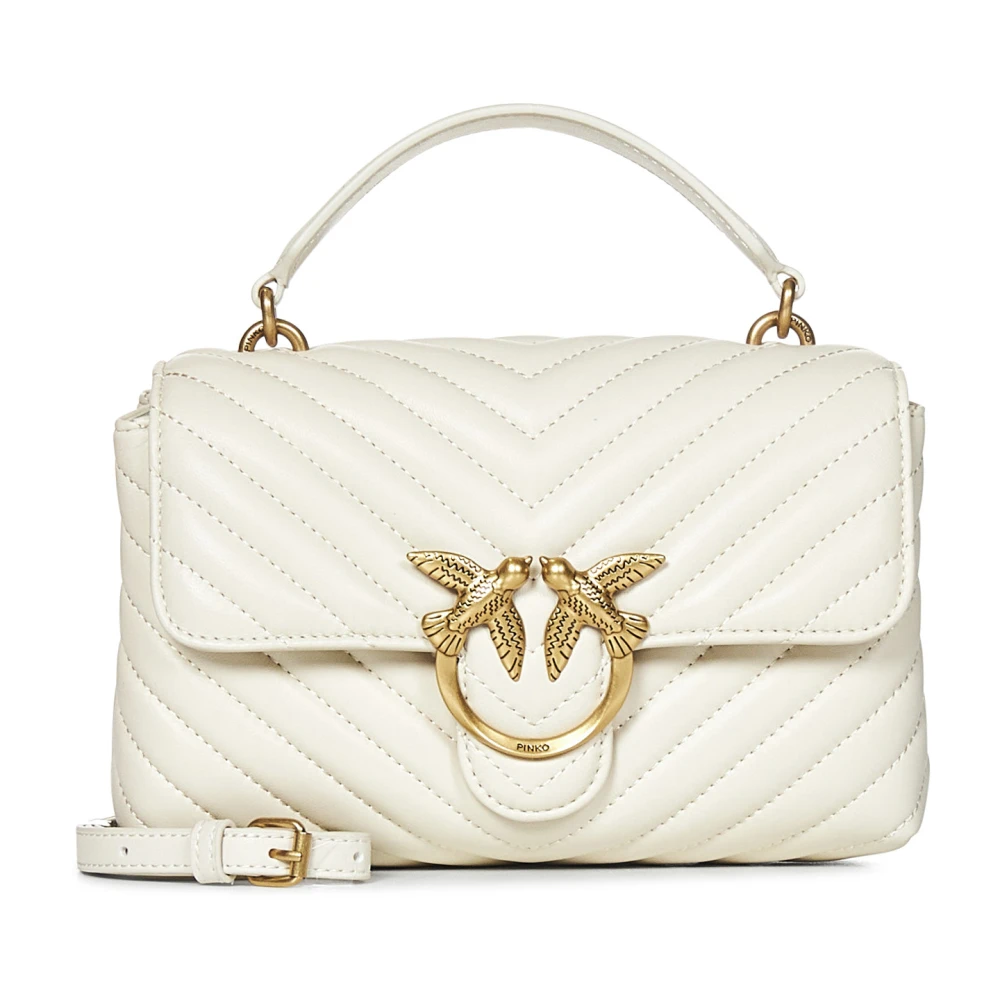 Pinko Witte Chevron-Gestikte Handtas White Dames