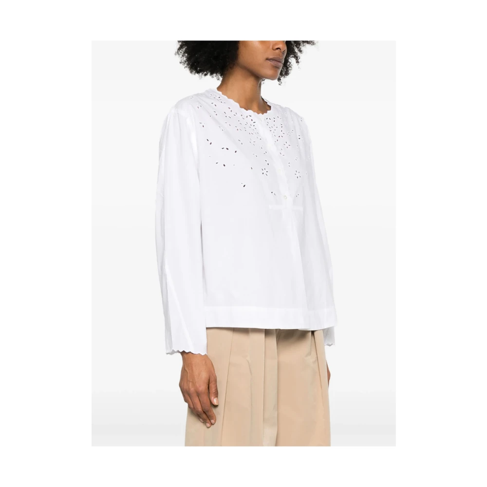 Soeur Witte Button-Up Shirt met Box Pleat White Dames