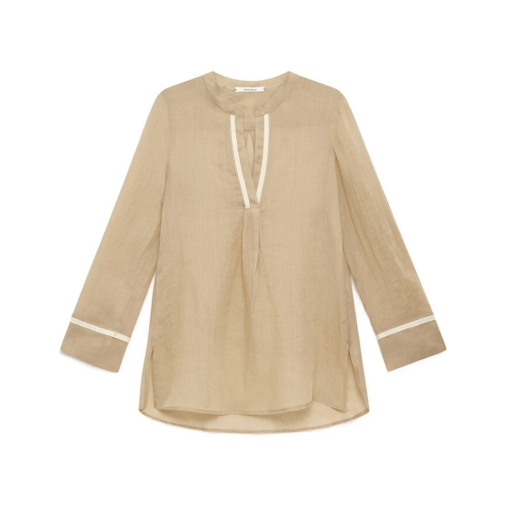 Maliparmi Women's Beige Blouses, Xl, Light Ramie Caftan