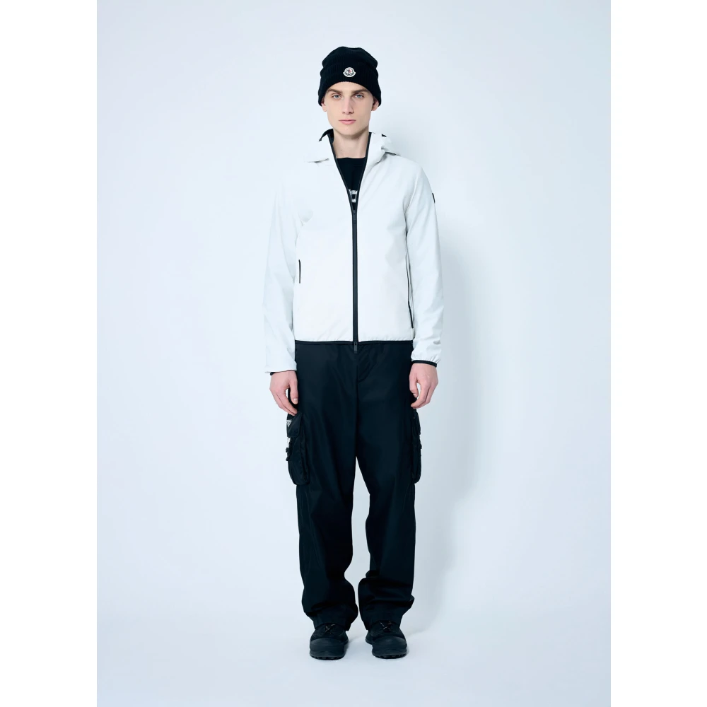 Moncler Matte Finish Donsjas met Contrasterende Afwerking White Heren