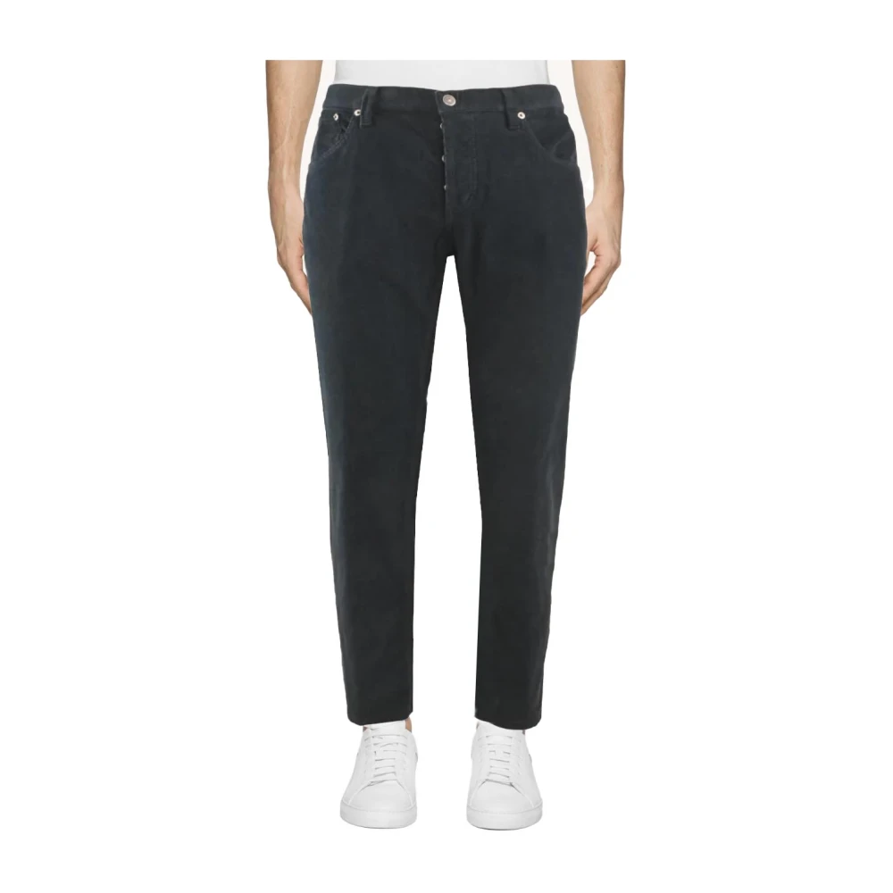 Dondup Katoenen Corduroy Wortelbroek Blue Heren