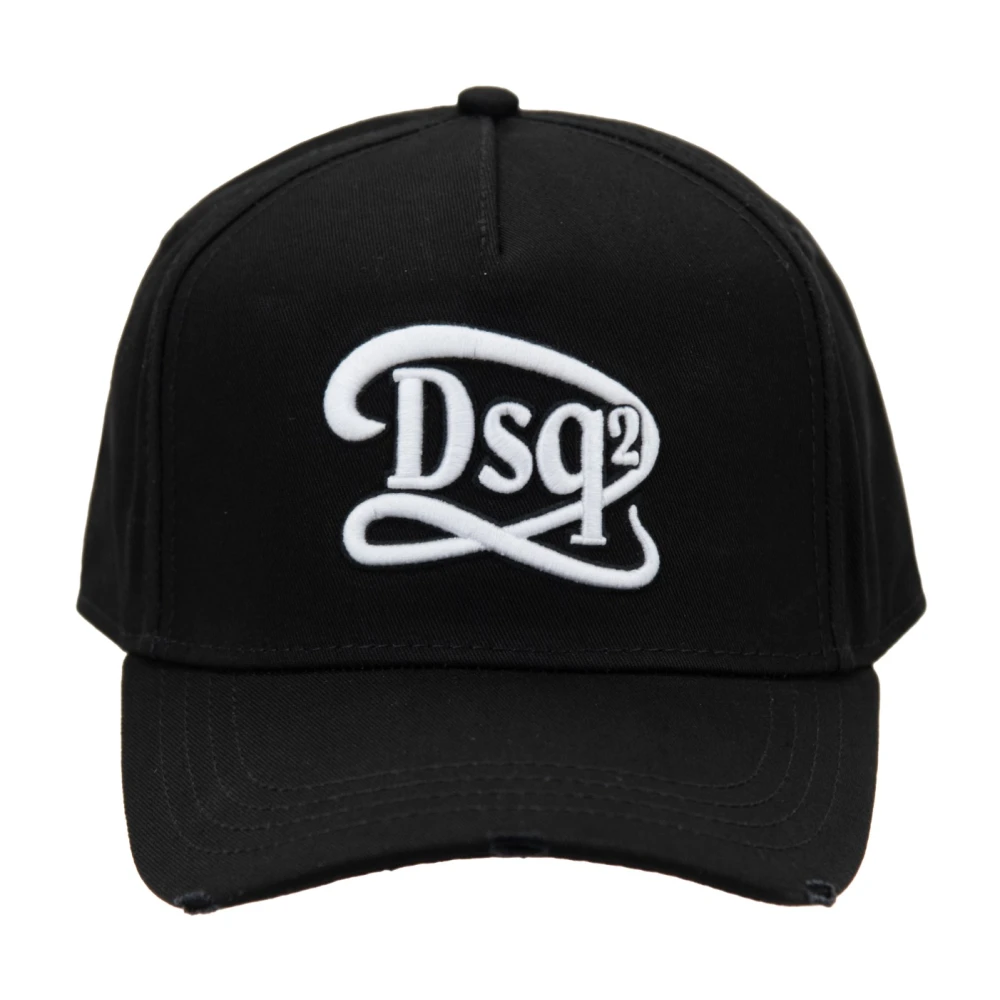 Dsquared2 Geëtste baseballpet met gesp sluiting Black Unisex