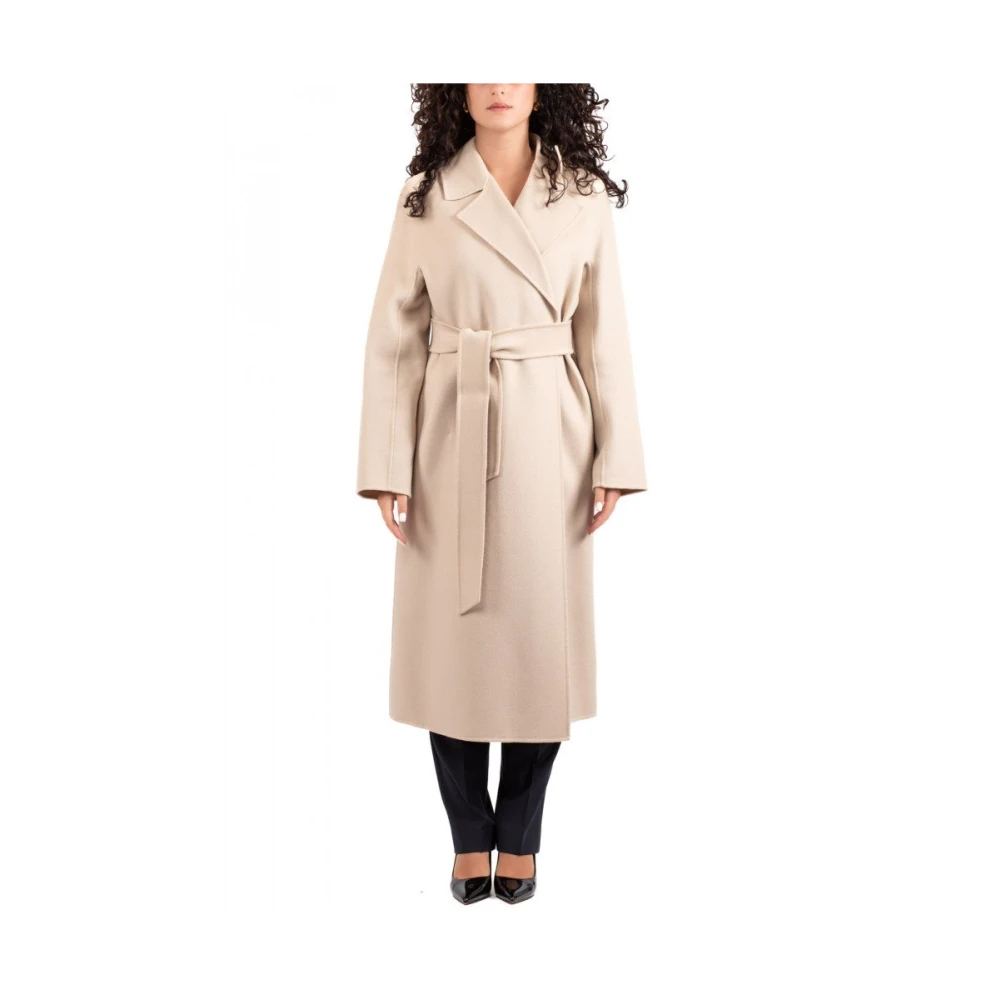 Max Mara Studio Elegante Wollen Jas Beige Dames