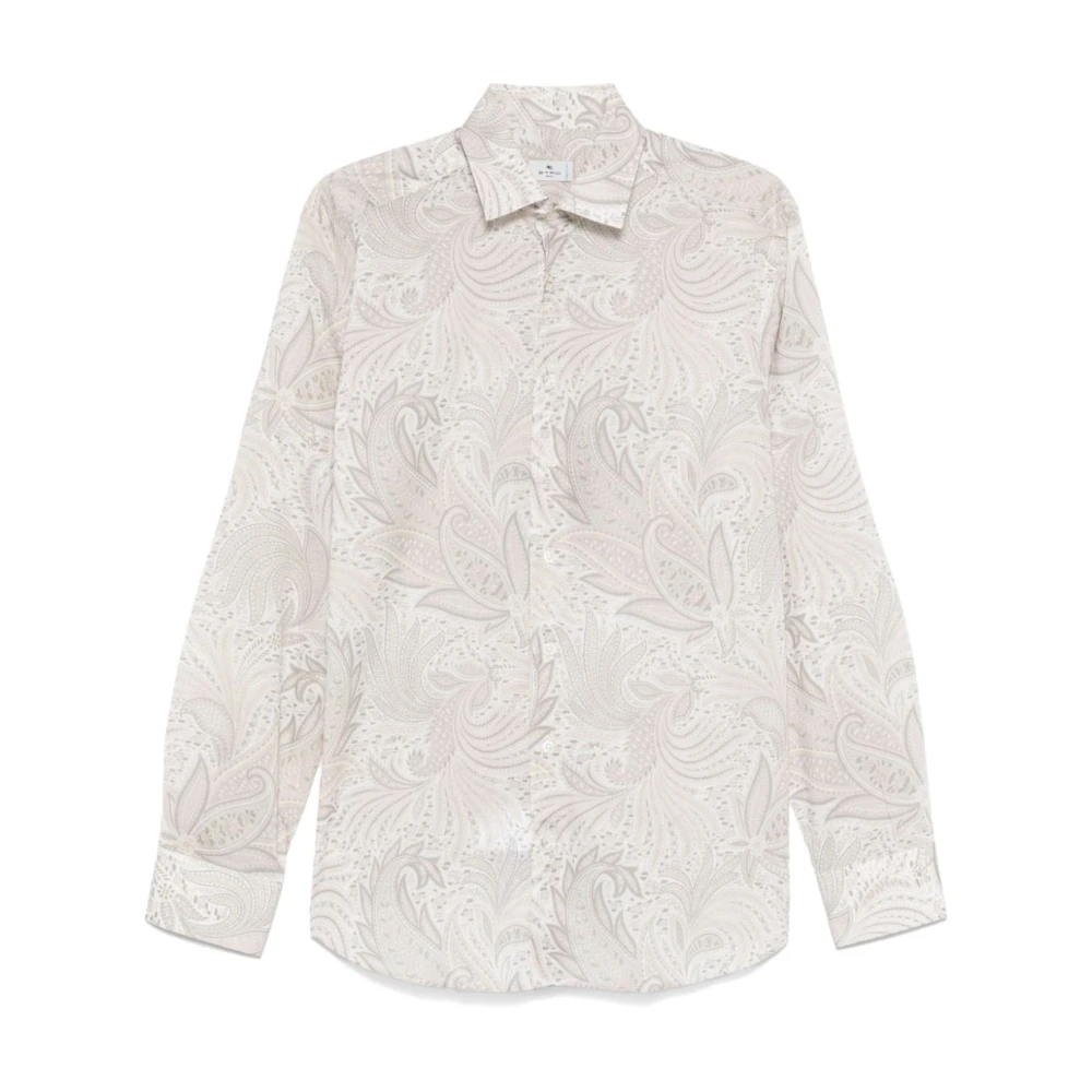 Etro Herr Grå Skjortor 3XL, Romskjorta Med Lövmönster