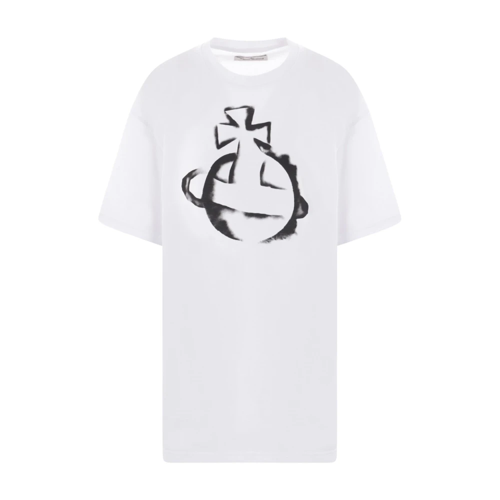 Vivienne Westwood Stencil Orb Wit T-shirt Oversize White Dames