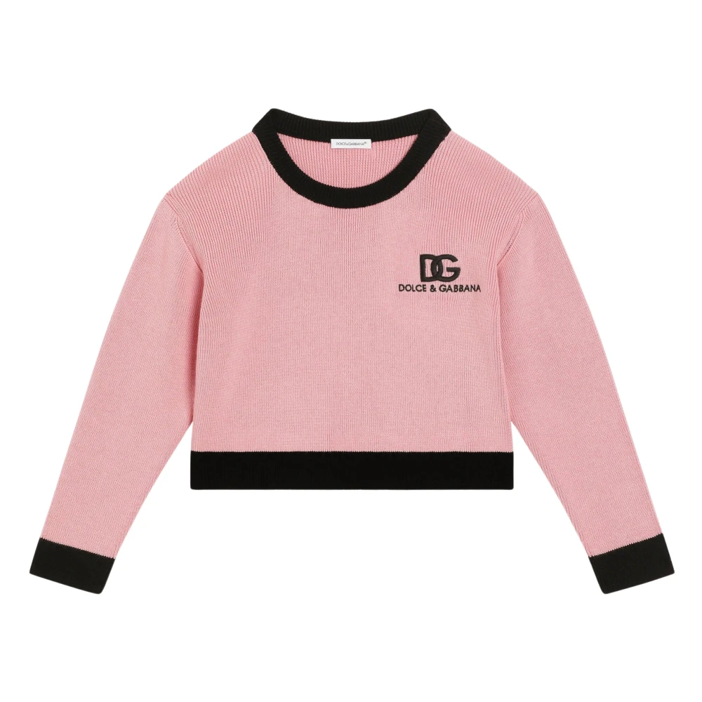 Dolce & Gabbana Girls Pink Kids Knitwear, 5 Y, Cashmere Logo Jumper