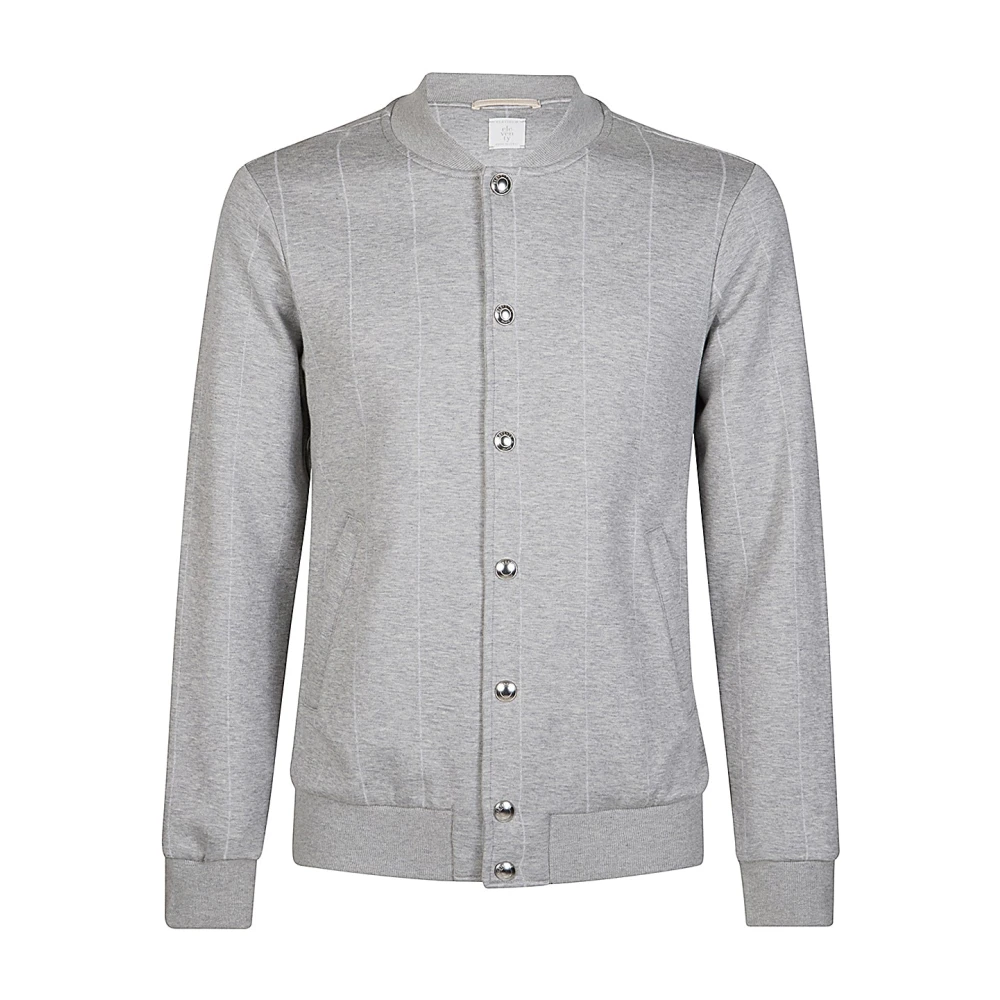 Eleventy Men's Gray Striped Cotton Cashmere Bomber Jacket