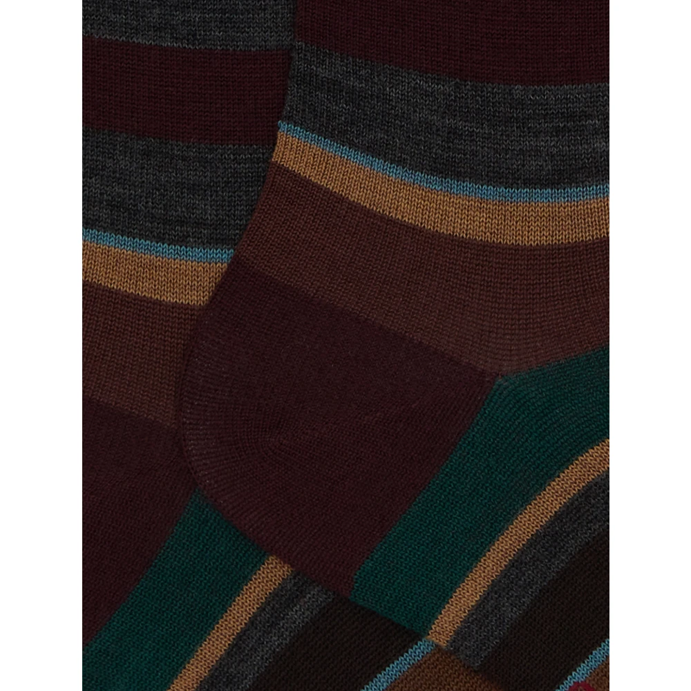 Gallo Lange bordeauxrode sokken voor heren met veelkleurige strepen Multicolor Heren