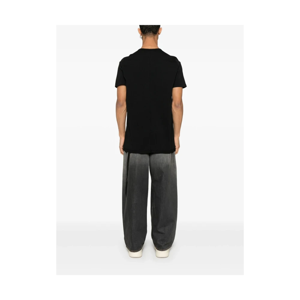 Rick Owens Zwart Crew Neck Slogan Print T-shirt Black Heren