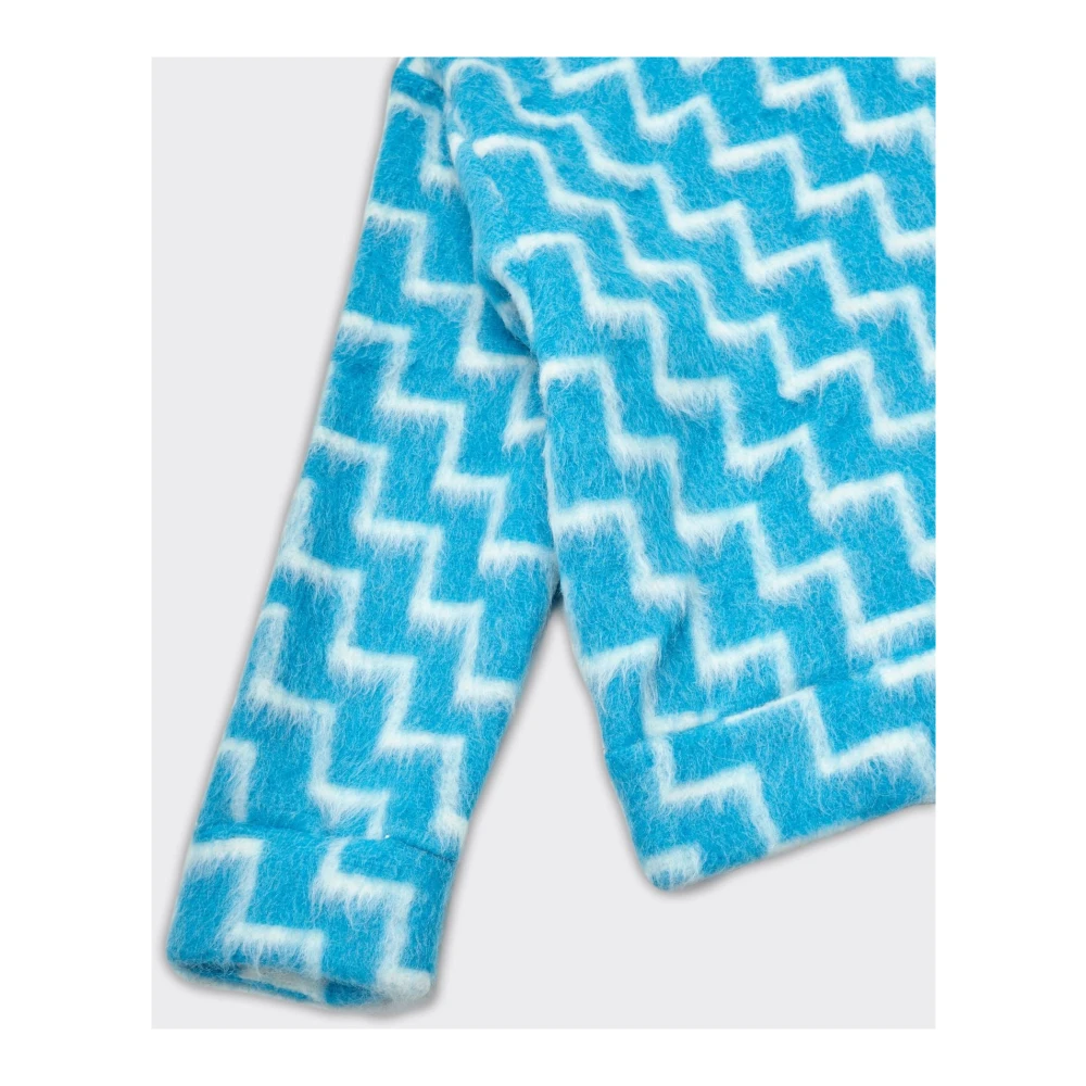 Bonsai Blauwe Mohair Oversized Cropped Sweater Blue Heren