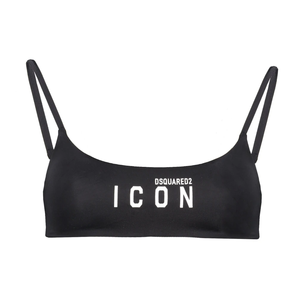 Dsquared2 Logo Print Bandeau Bikini Top Black Dames