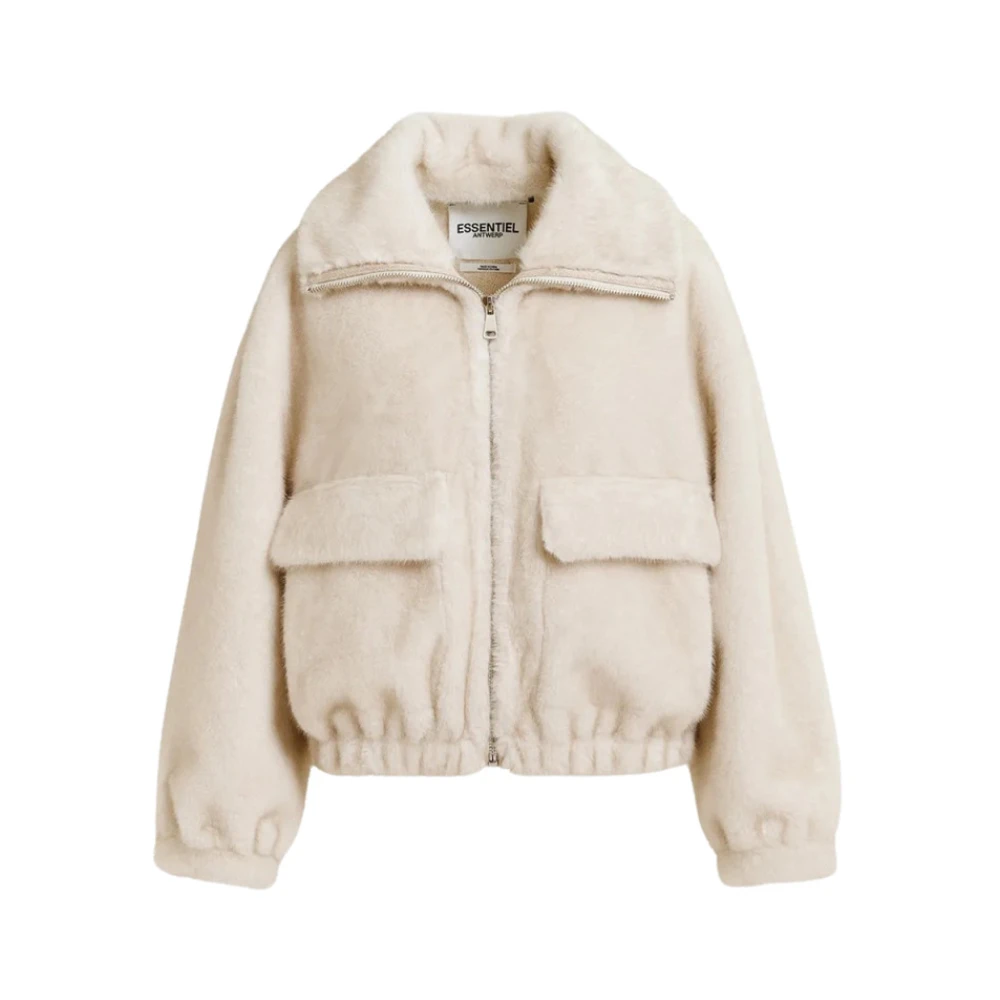 Essentiel Antwerp Oversized Faux Fur Blouson Jacka Beige, Dam