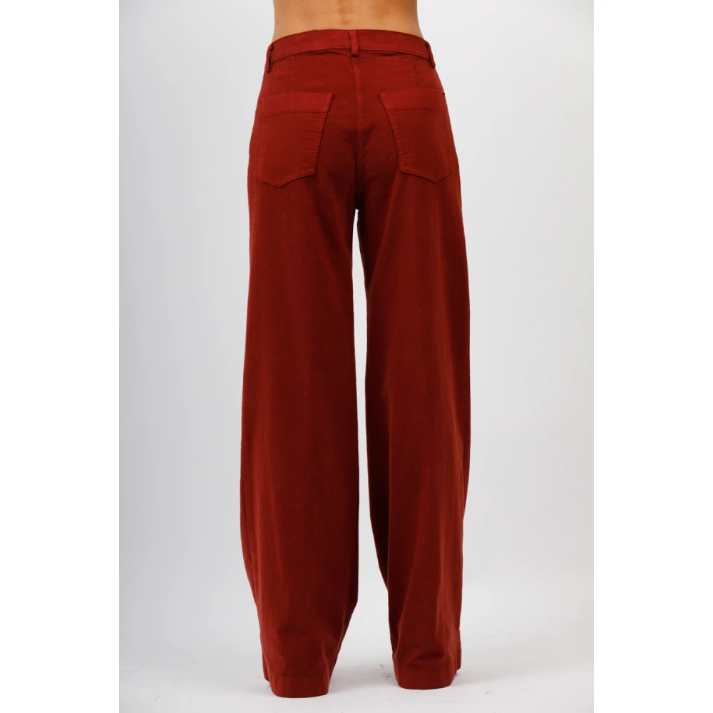 Aspesi Hoge taille corduroy stretch broek Red Dames
