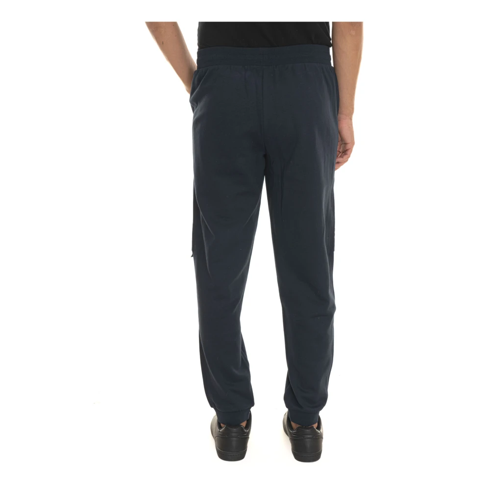 Emporio Armani EA7 Logo Fleece Broek met Trekkoord Taille Blue Heren