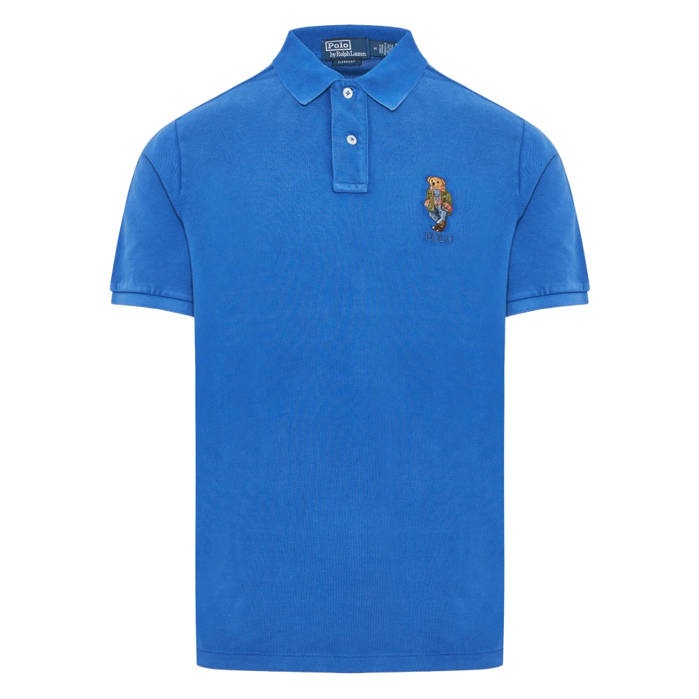 Polo Ralph Lauren Geborduurde 'Polo Bear' Katoenen Polo Blue Heren