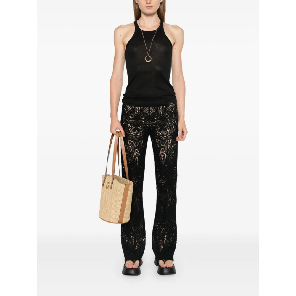 Twinset Zwarte wollen blend broek Black Dames