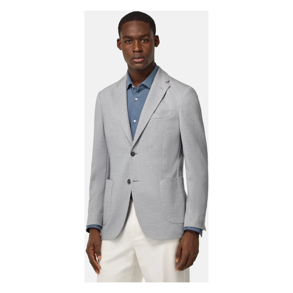 Boggi Milano B Jersey Lichtblauw Katoenmix B Jersey Jas Blue Heren