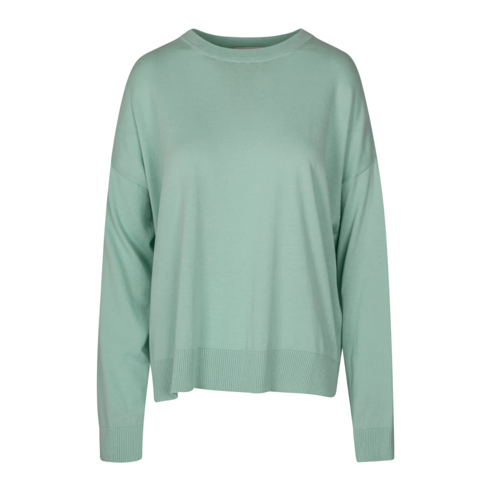 Semicouture Katoenen Trui met Slouched Schouders Green Dames