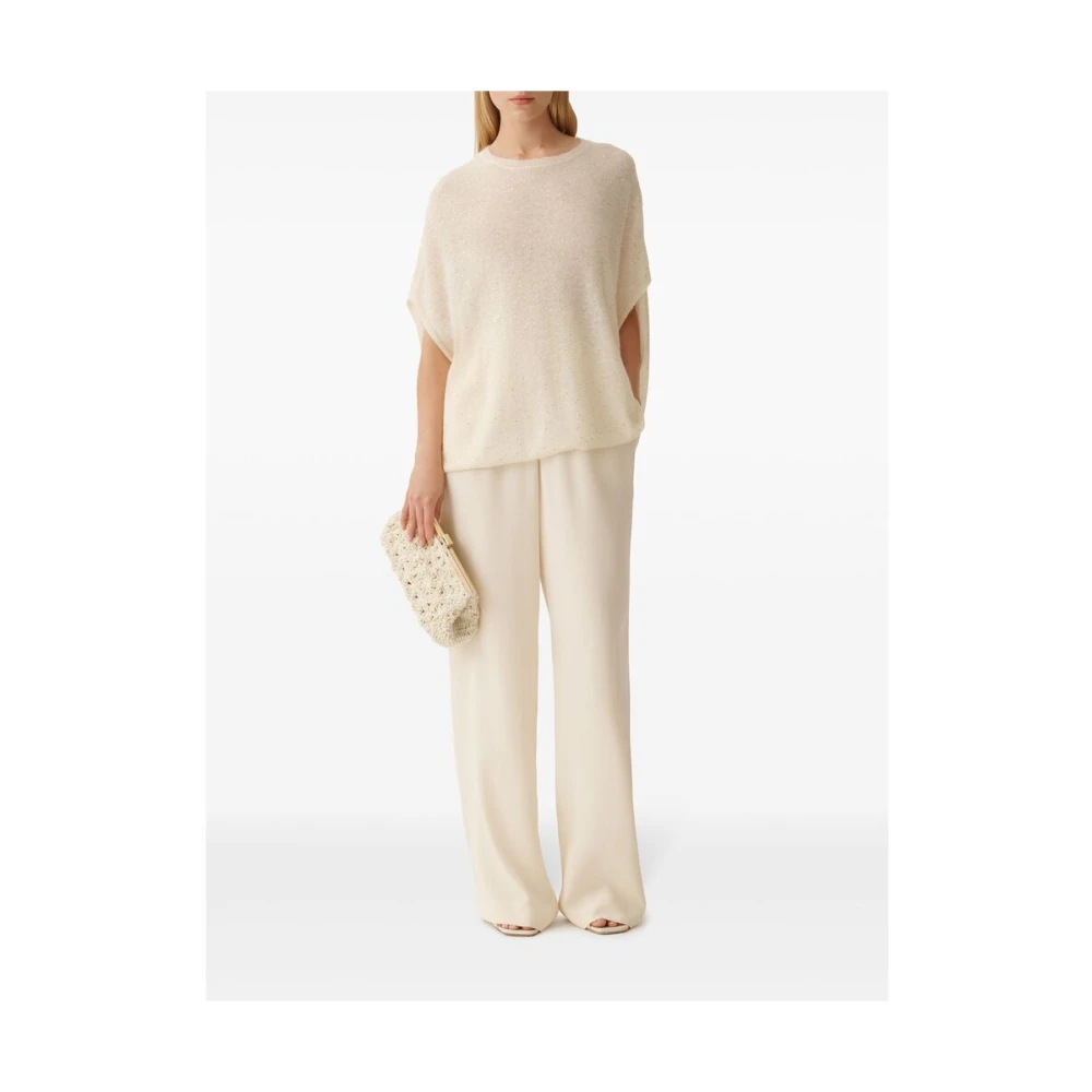 Fabiana Filippi Beige Cape Crew Neck Sweater Beige Dames