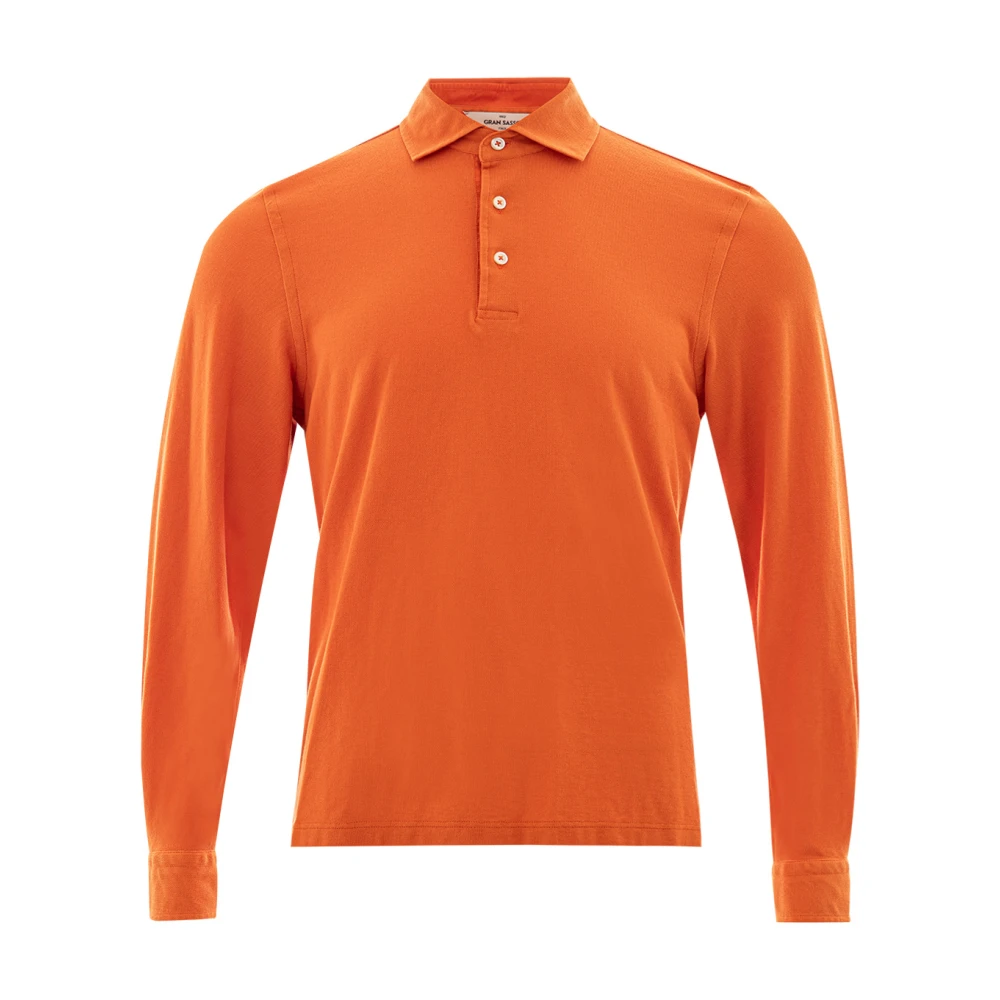 Gran Sasso Lange Mouw Piqué Polo Shirt Orange Heren