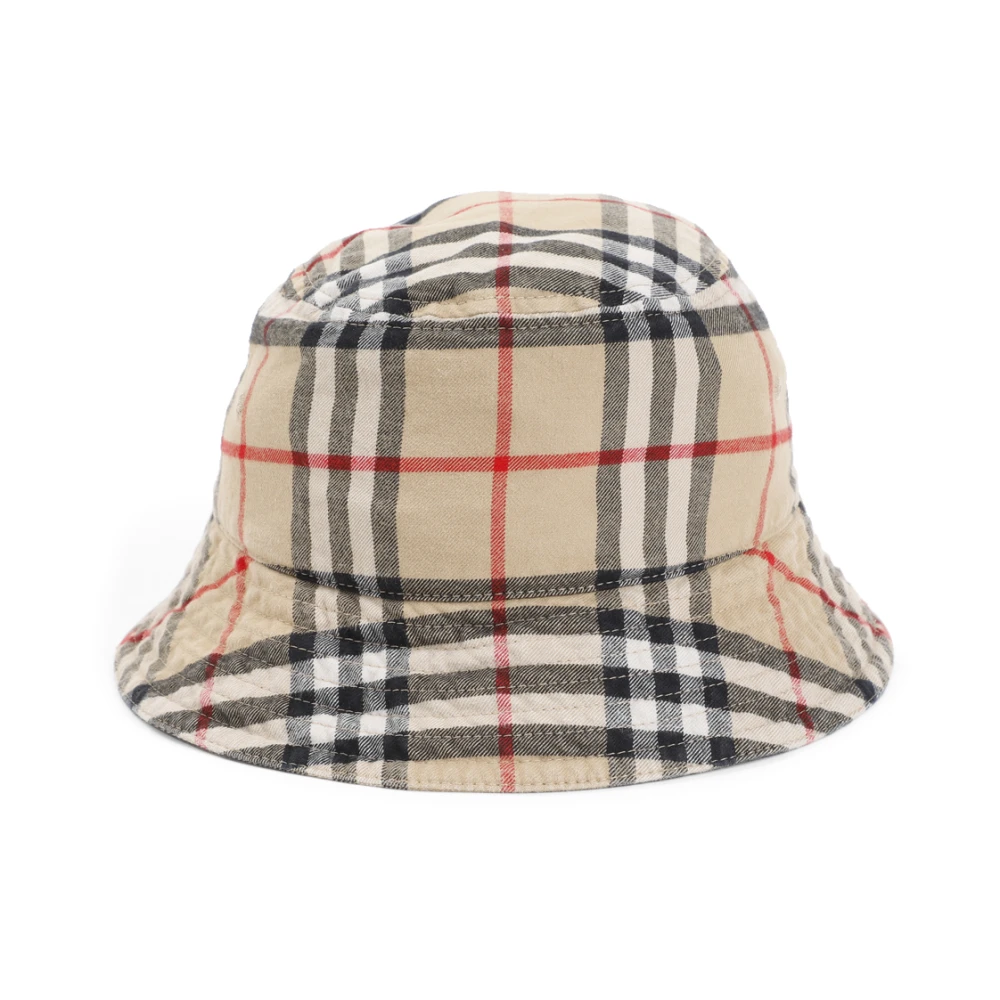 Burberry Archief Beige Check Bucket Hat Beige Dames