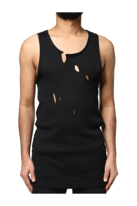Distressed Ribbed Tank Top