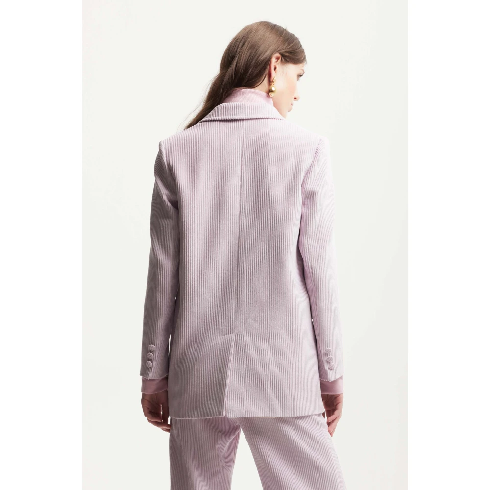 Kocca Ribgebreide double-breasted corduroy jas Pink Dames