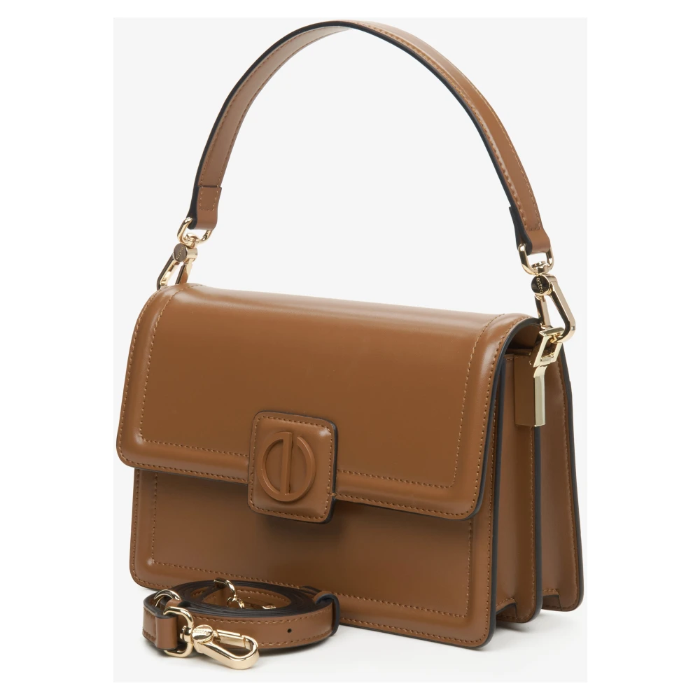 Estro Kleine Bruine Leren Schoudertas voor Vrouwen Er00115780 Brown Dames