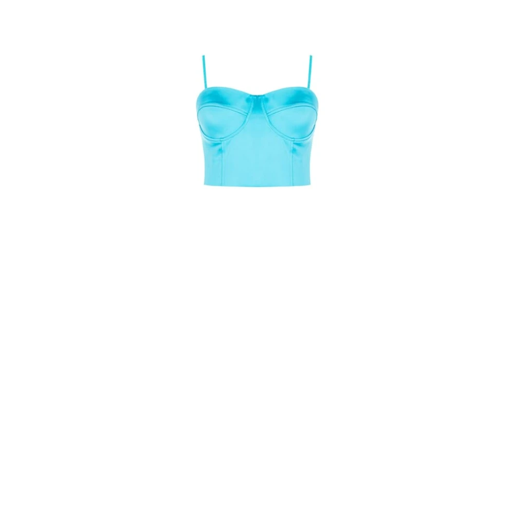 RINASCIMENTO Satijnen Corset met Zichtbare Stiksels Blue Dames