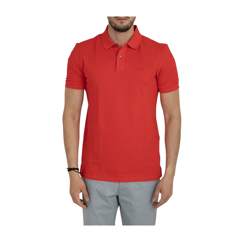 Hugo Boss Röd kortärmad polotröja Red, Herr