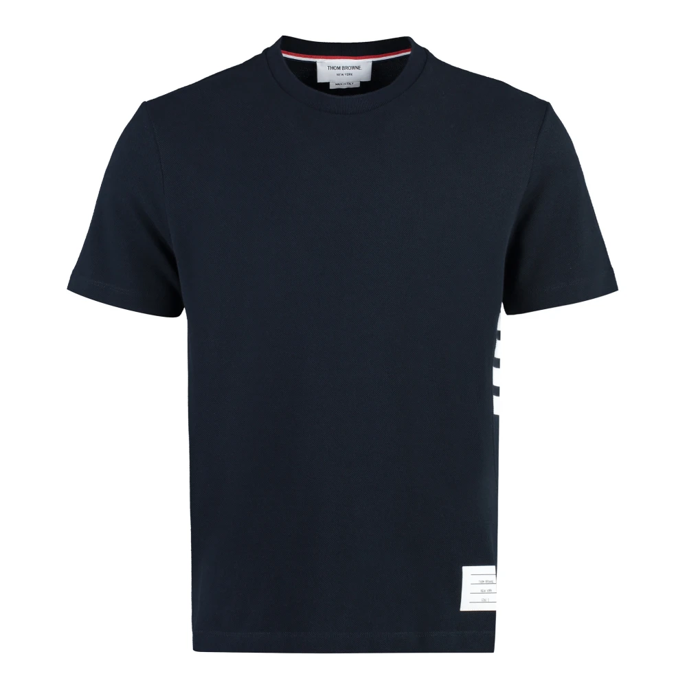 Thom Browne Men's Blue T-Shirts, S, Classic Pique 4-Bar Tee