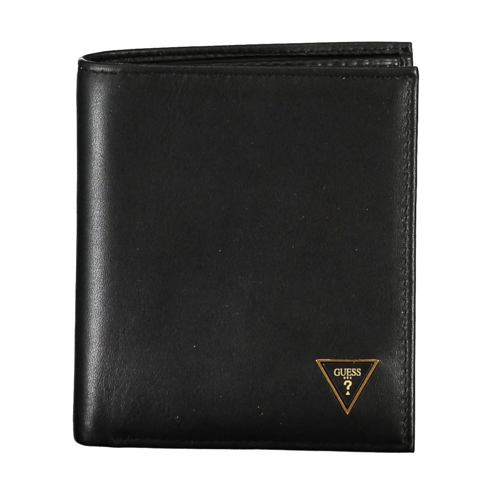 Guess Zwarte Leren Logo Portemonnee Kaartsleuven Black Heren