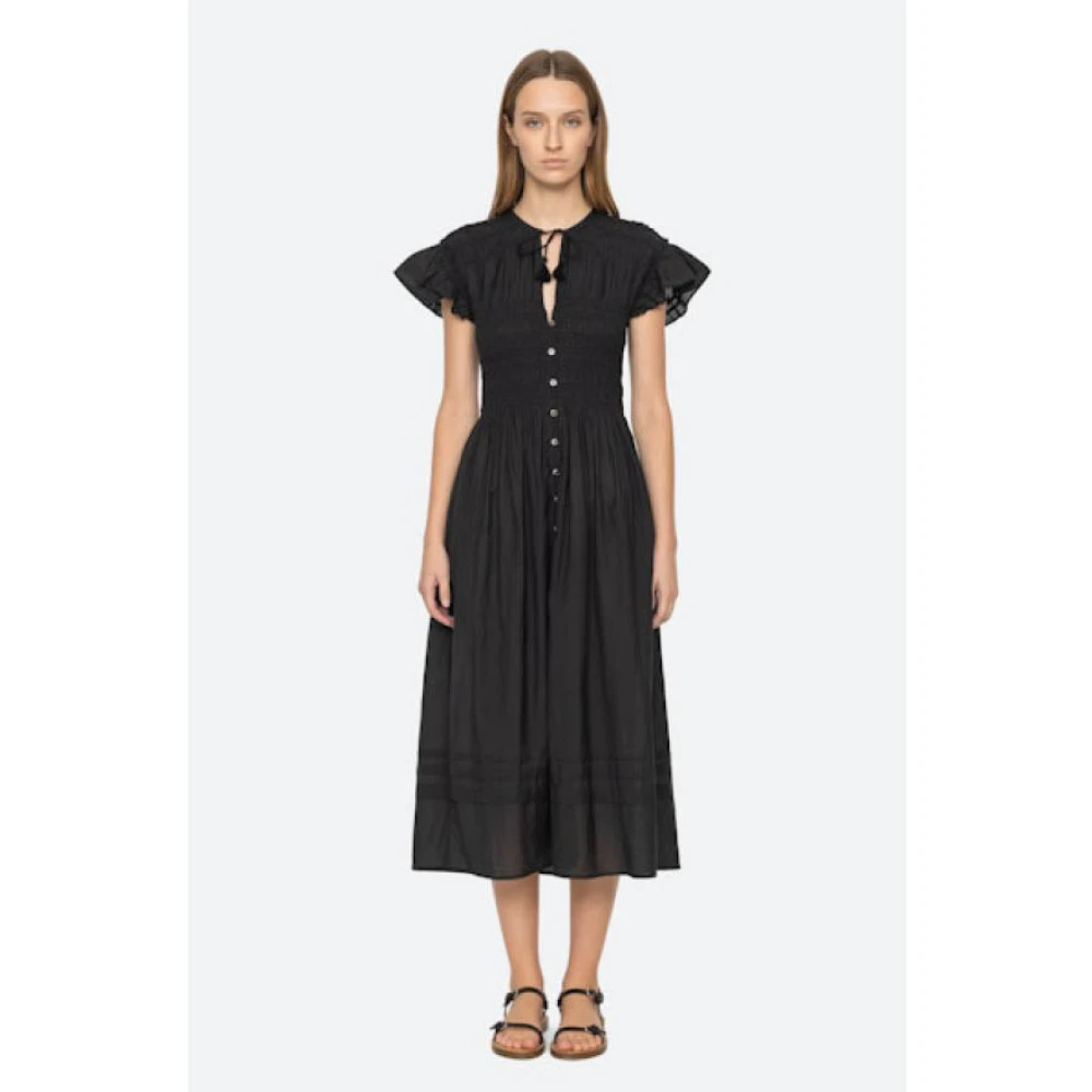 Sea NY Bloemenkatoenen jurk met kwastjes Black Dames