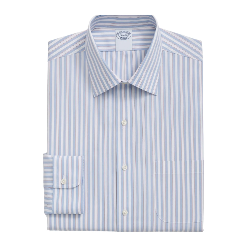 Brooks Brothers Lichtblauw Slim Fit Non-Iron Stretch Supima Katoenen Overhemd met Ainsley Kraag Blue Heren