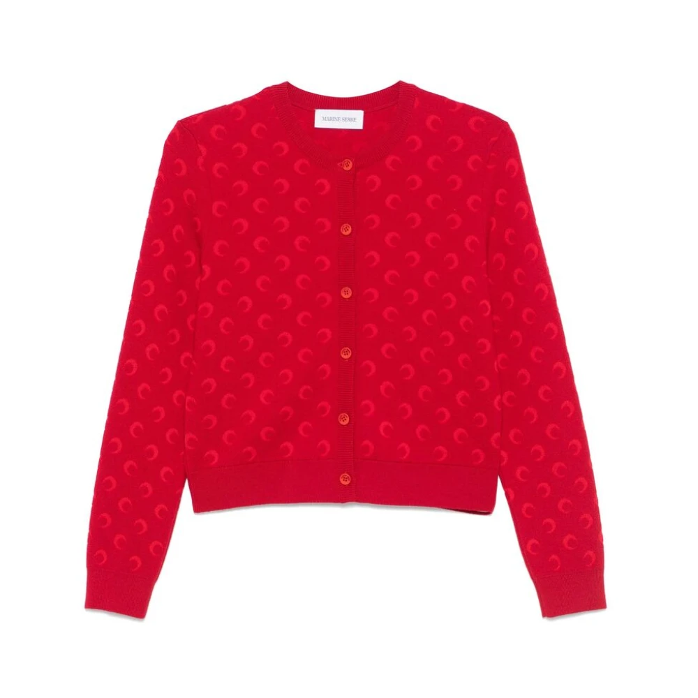 Marine Serre Rode Sweater met Voorknoop Red Dames