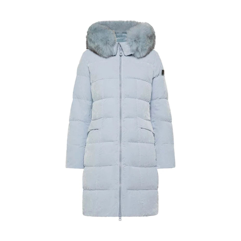 Peuterey Gewatteerde Nylon Parka met Bont Blue Dames