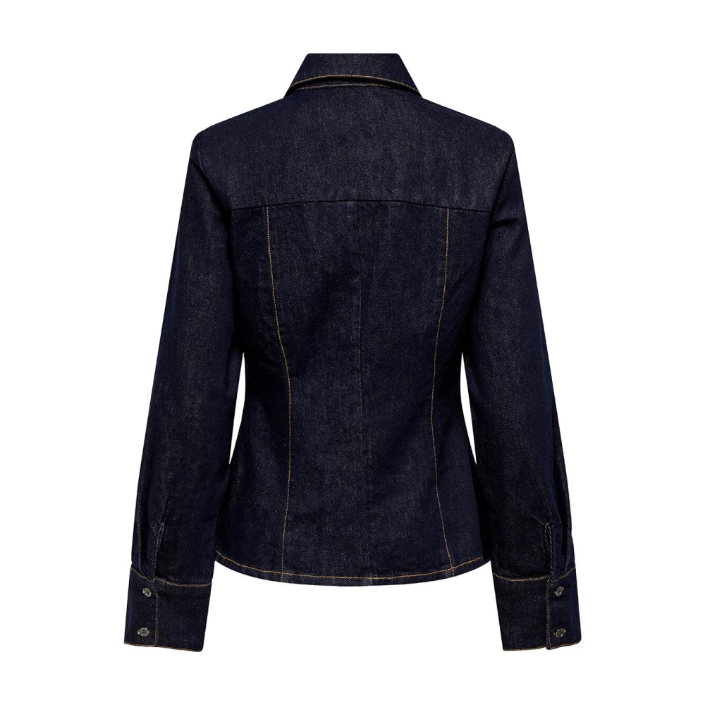 Only Rinse Shirt Lange Mouw Aansluitend Blue Dames